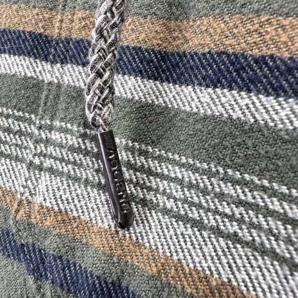 ASCEND Mens Medium Long Sleeve Hooded Shirt Jacket Shacket Green Black Stripe - Picture 7 of 12